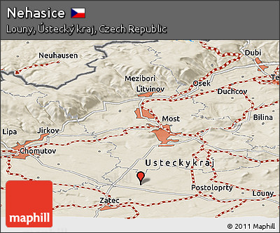 Shaded Relief Panoramic Map of Nehasice
