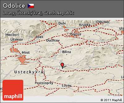 Shaded Relief Panoramic Map of Odolice
