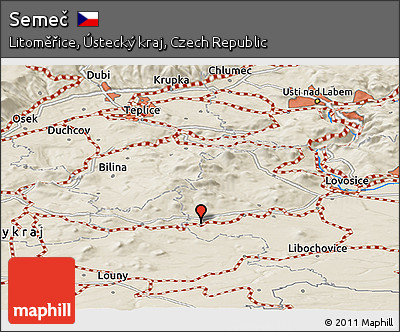 Shaded Relief Panoramic Map of Semeč