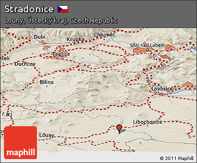 Shaded Relief Panoramic Map of Stradonice