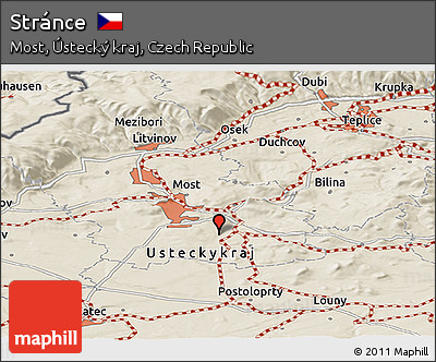 Shaded Relief Panoramic Map of Stránce