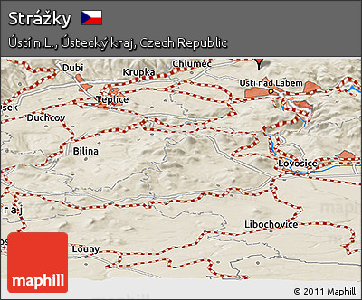 Shaded Relief Panoramic Map of Strážky