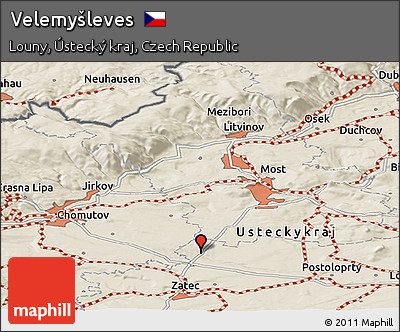 Shaded Relief Panoramic Map of Velemyšleves