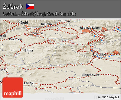 Shaded Relief Panoramic Map of Žďárek