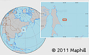 Gray Location Map of the area around 50° 31' 50" N, 145° 25' 30" E