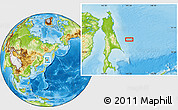 Physical Location Map of the area around 50° 31' 50" N, 145° 25' 30" E