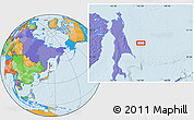 Political Location Map of the area around 50° 31' 50" N, 145° 25' 30" E