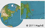 Satellite Location Map of the area around 50° 31' 50" N, 145° 25' 30" E