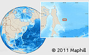 Shaded Relief Location Map of the area around 50° 31' 50" N, 145° 25' 30" E