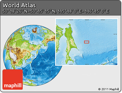 Physical Location Map of the Area around 50° 31' 50" N, 146° 16' 30" E