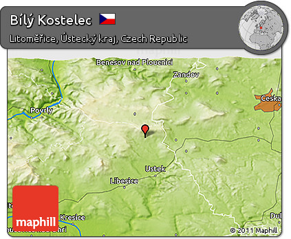 Physical 3D Map of Bílý Kostelec