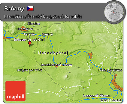 Physical 3D Map of Brňany