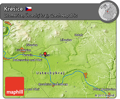 Physical 3D Map of Křešice