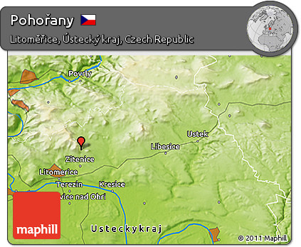 Physical 3D Map of Pohořany
