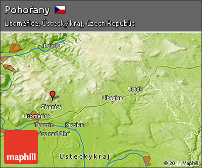 Physical 3D Map of Pohořany