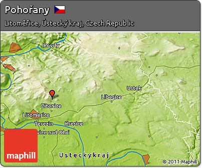 Physical 3D Map of Pohořany