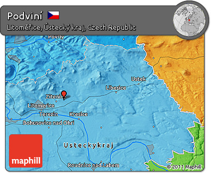 Political 3D Map of Podviní