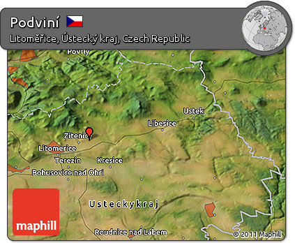 Satellite 3D Map of Podviní