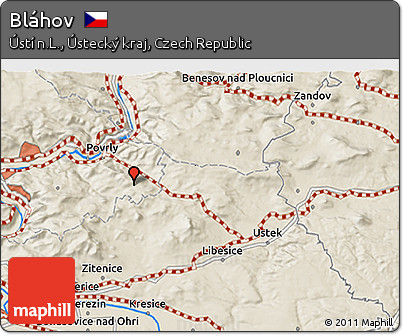 Shaded Relief 3D Map of Bláhov