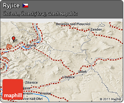 Shaded Relief 3D Map of Ryjice