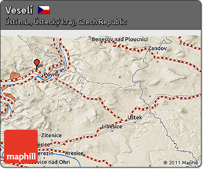 Shaded Relief 3D Map of Veselí