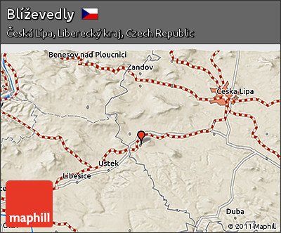 Shaded Relief 3D Map of Blíževedly