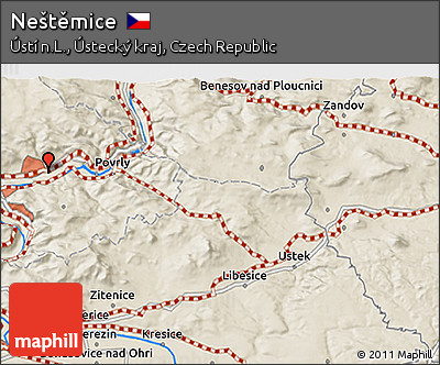Shaded Relief 3D Map of Neštěmice