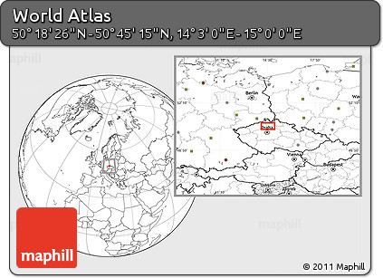 Blank Location Map of the Area around 50° 31' 50" N, 14° 31' 30" E