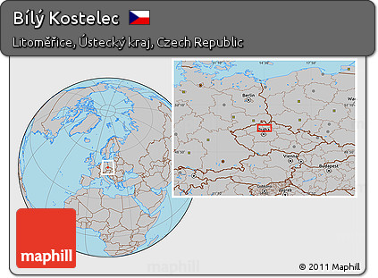 Gray Location Map of Bílý Kostelec