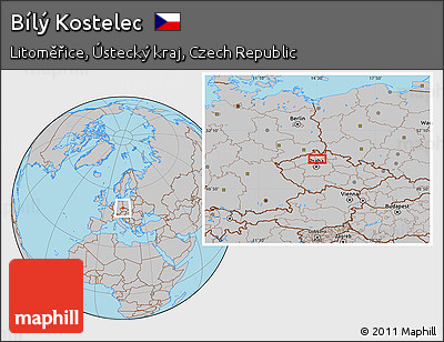 Gray Location Map of Bílý Kostelec