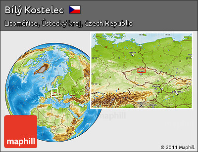 Physical Location Map of Bílý Kostelec