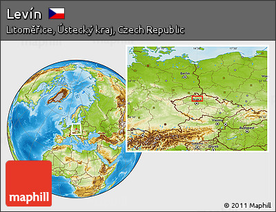 Physical Location Map of Levín