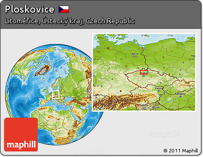 Physical Location Map of Ploskovice