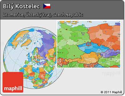 Political Location Map of Bílý Kostelec