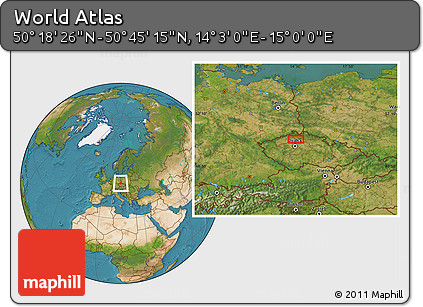 Satellite Location Map of the Area around 50° 31' 50" N, 14° 31' 30" E