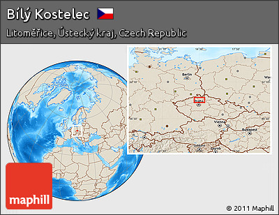 Shaded Relief Location Map of Bílý Kostelec