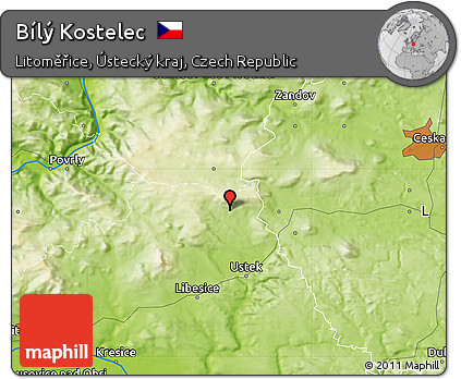 Physical Map of Bílý Kostelec
