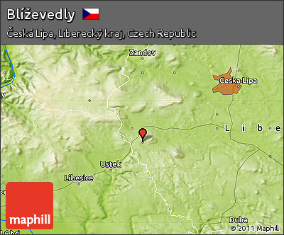 Physical Map of Blíževedly