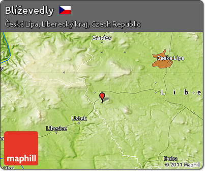 Physical Map of Blíževedly