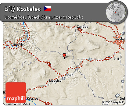 Shaded Relief Map of Bílý Kostelec