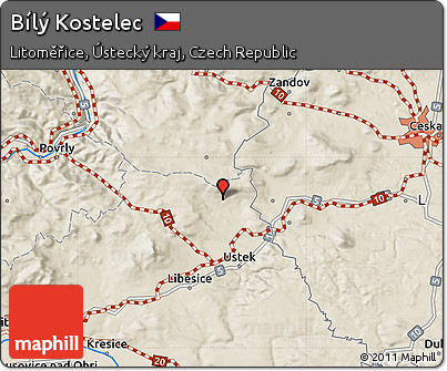 Shaded Relief Map of Bílý Kostelec