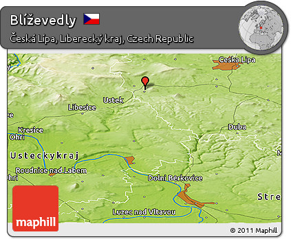 Physical Panoramic Map of Blíževedly