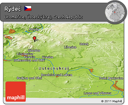 Physical Panoramic Map of Rýdeč