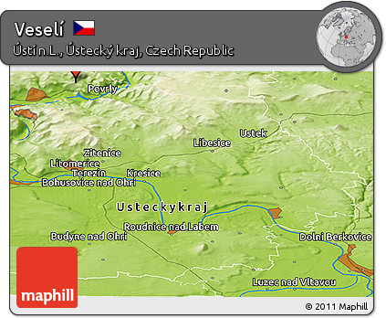 Physical Panoramic Map of Veselí