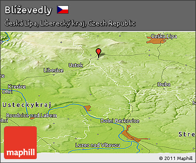 Physical Panoramic Map of Blíževedly