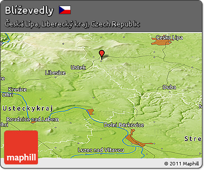 Physical Panoramic Map of Blíževedly