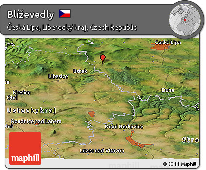 Satellite Panoramic Map of Blíževedly