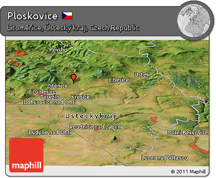 Satellite Panoramic Map of Ploskovice