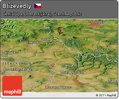 Satellite Panoramic Map of Blíževedly