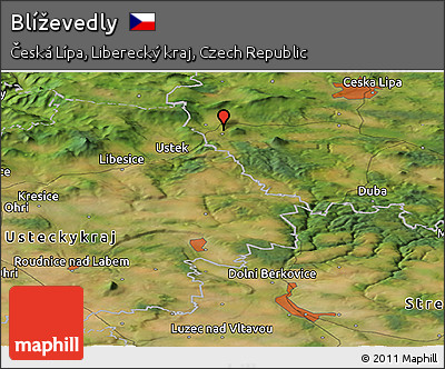 Satellite Panoramic Map of Blíževedly